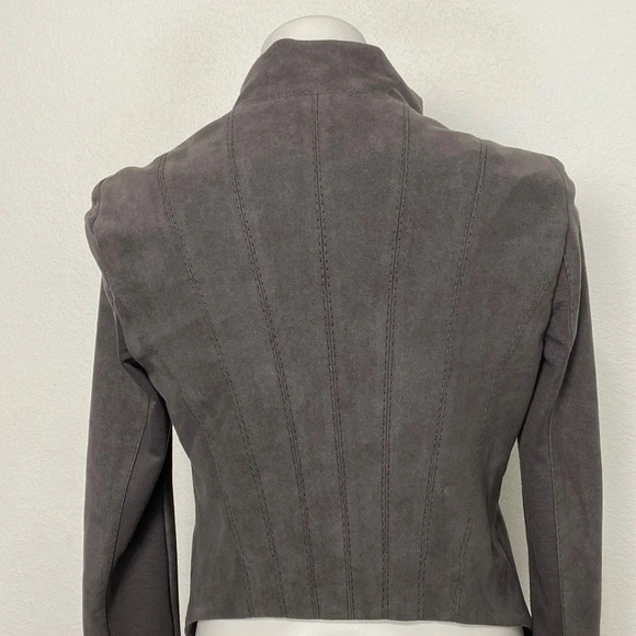 BCBGMaxAzria Gray Faux Suede Moto Jacket Size Small - Picture 3 of 9